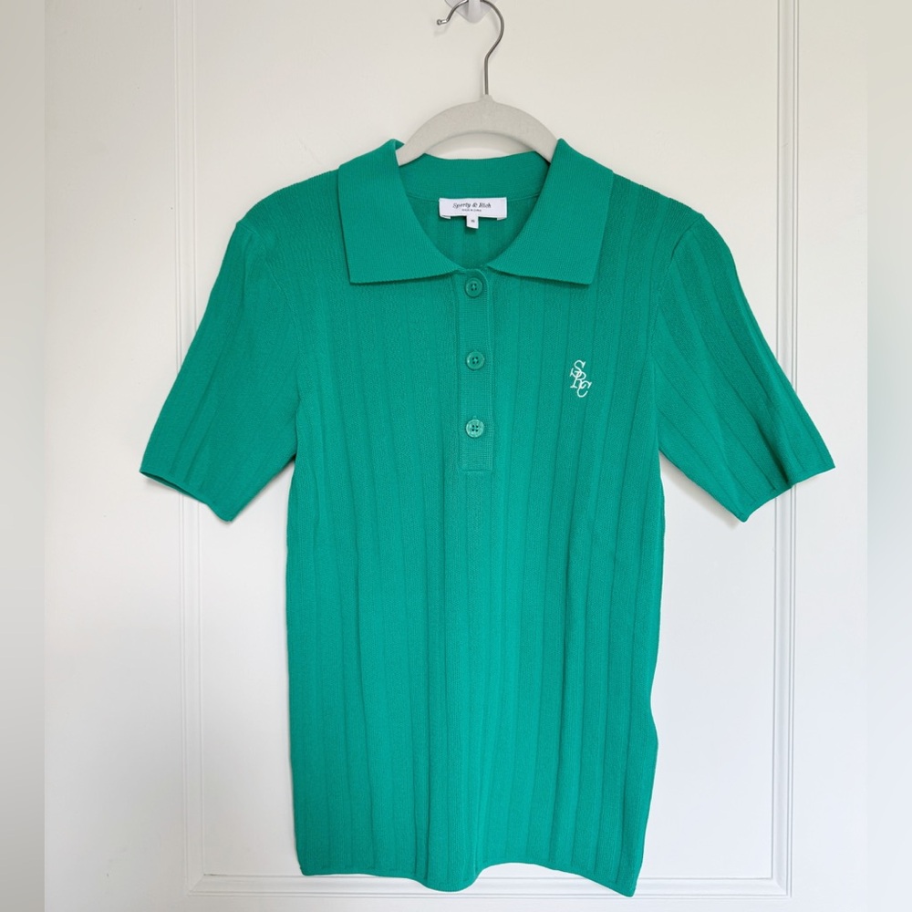 Sporty & Rich Ribbed Polo Top – Spring Green - Picture 2 of 14